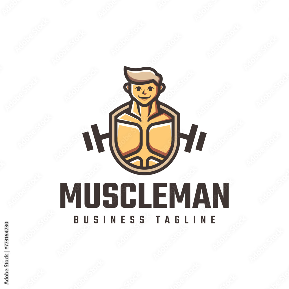 muscle man gym logo vector