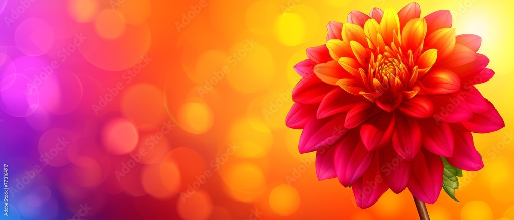 A red and yellow flower in focus against a vibrant background, with soft, blurred lighting behind A red and yellow flower in focus against a vibrant background, with soft, blurred lighting behind