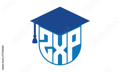 ZXP initial letter academic logo design vector template. school college logo, university logo, graduation cap logo, institute logo, educational logo, library logo, teaching logo, book shop, varsity