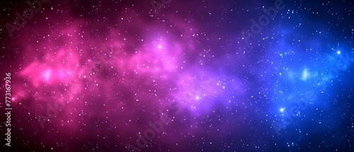  A black background filled with numerous stars, with a bright blue and pink star at its center