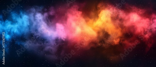  A collection of vibrant clouds drifts in the sky, surrounded by a star-filled expanse at its heart