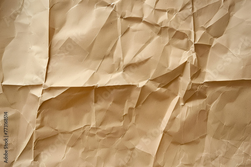 Beige Craft Old Crumpled Paper Texture. Vintage Paper Background.