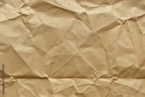Beige Craft Old Crumpled Paper Texture. Vintage Paper Background.