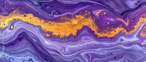  A clear close-up of a vibrant mix of purple and yellow fluids