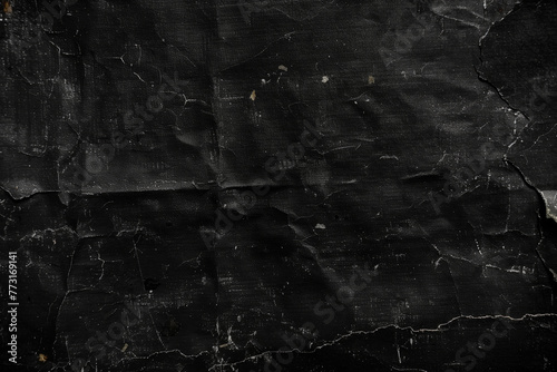 Black Vintage Crumpled Paper Texture Background. Paper Overlay.