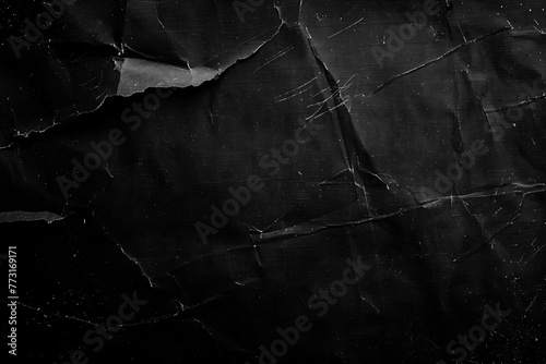 Black Craft Old Crumpled Paper Texture. Vintage Paper Background.