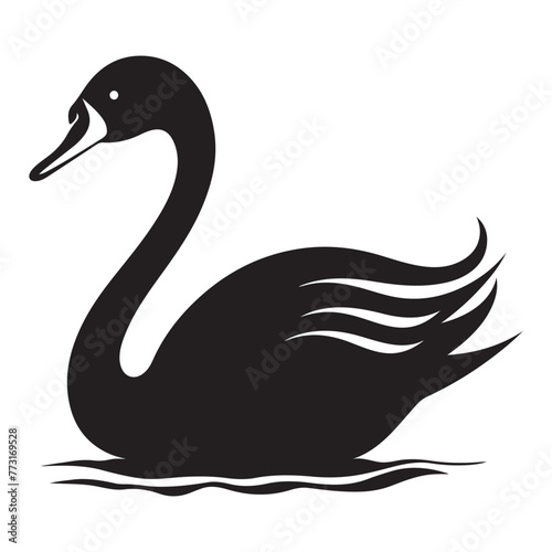 Swan black silhouette clip art vector