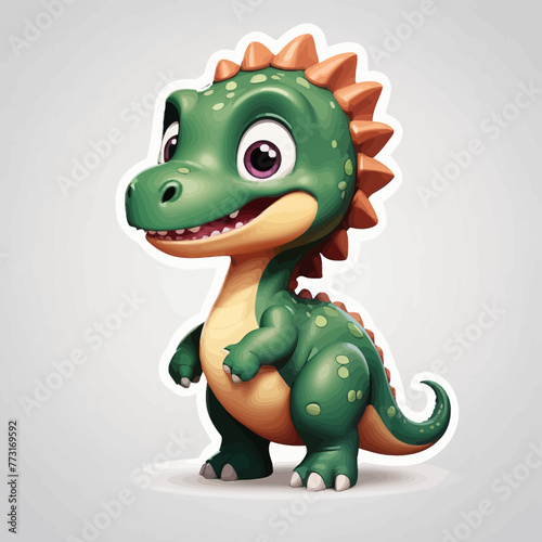 Cute dinosaur cartoon Logo Design Very Cool