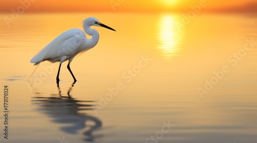 a white bird standing in water © Roxana