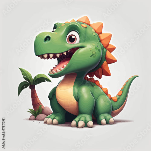 Cute dinosaur cartoon Logo Design Very Cool