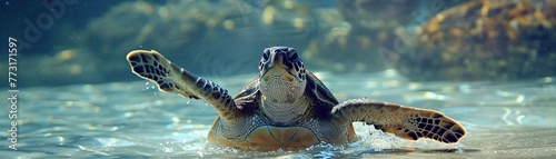 A sea turtle choreographing a dance cute photo