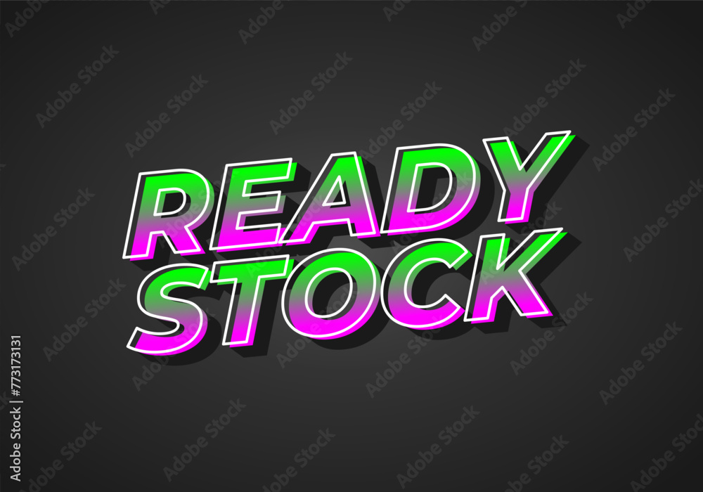 Ready stock. Text effect in 3D look with eye catching colors