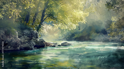In watercolors, an Impressionist's view of a moment in nature, where every brush stroke tells a story of tranquility