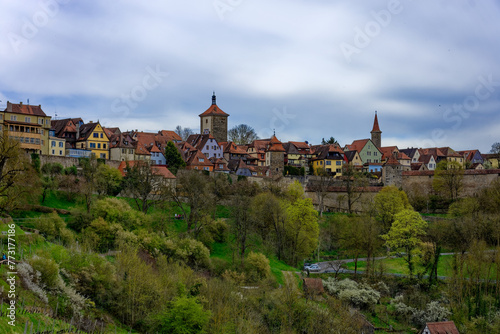 Spring day in the medieval town of Rothenburg ob der Tauber. © Oleksii Pyrogov