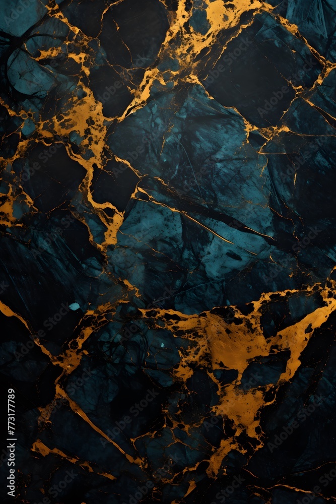 Gold, black, and blue marble background