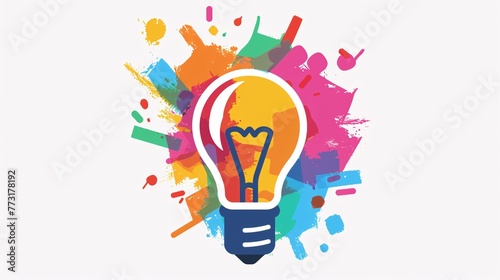 a light bulb with colorful paint splashes