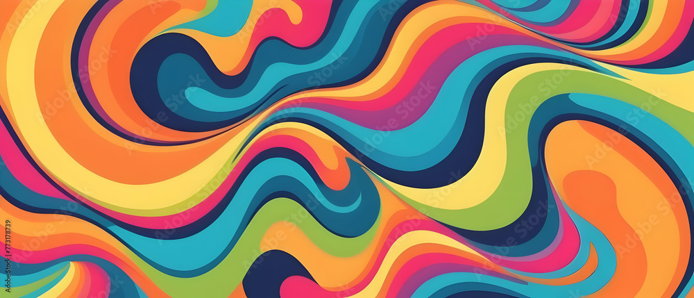 Y2k aesthetic. Groovy hippie backgrounds. Waves, swirl, twirl pattern. Twisted and distorted in trendy retro psychedelic style.