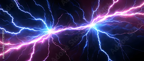 Electrical Synapse. Plasma Sparks. Vibrant Blue and Pink Lightning Energy. Dynamic Electricity.