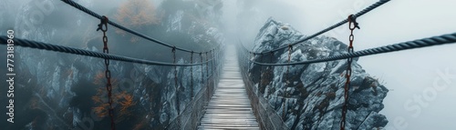 A bridge of words connecting two mountain peaks literary passage photo