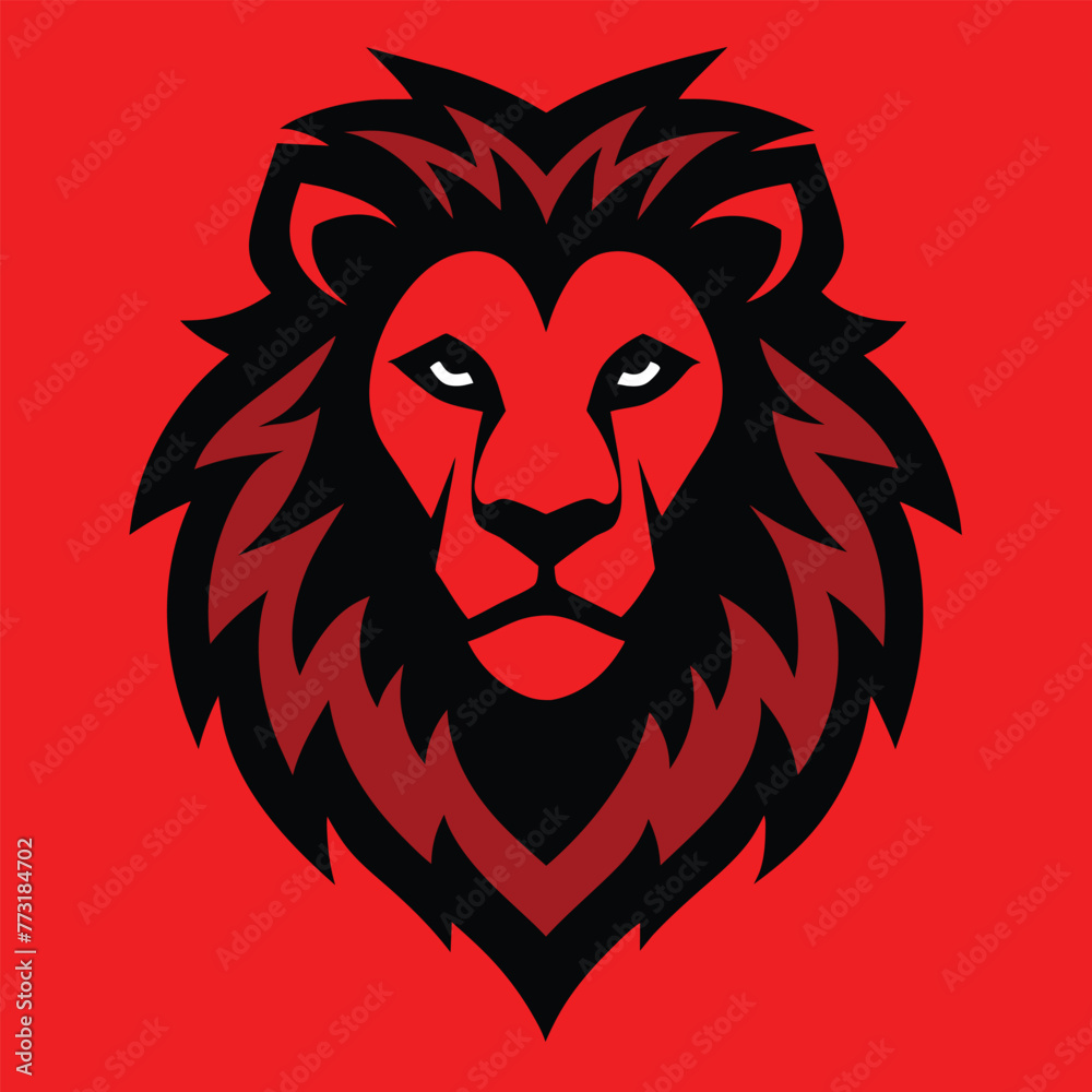 solid color outline lion head design