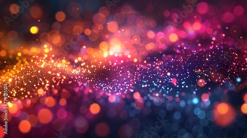 A dynamic wave of sparkling bokeh particles in a spectrum of vivid colors, evoking a sense of cosmic beauty and energy.