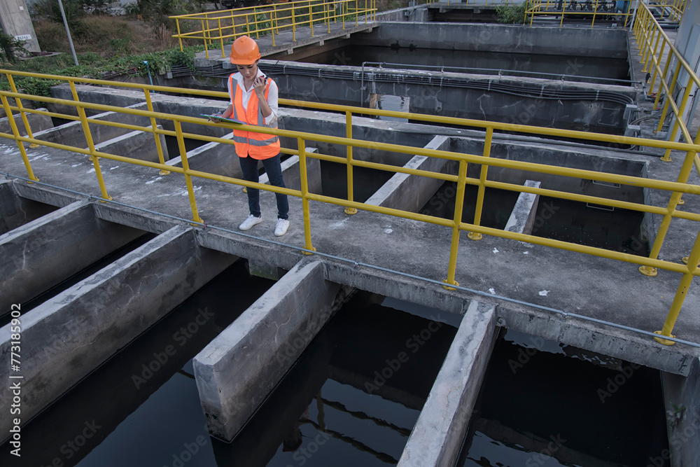 Wastewater treatment concept. Service engineer on waste water Treatment plant. Wastewater treatment concept. Service engineer on waste water Treatment plant.