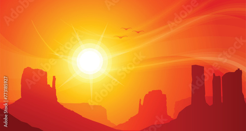 desert sunset landscape monument valley