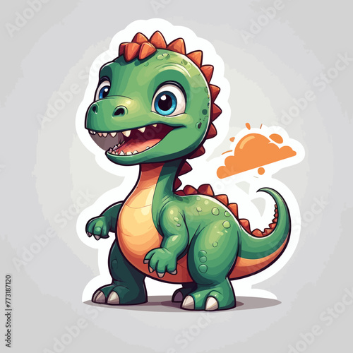 Cute dinosaur cartoon Logo Design Very Cool