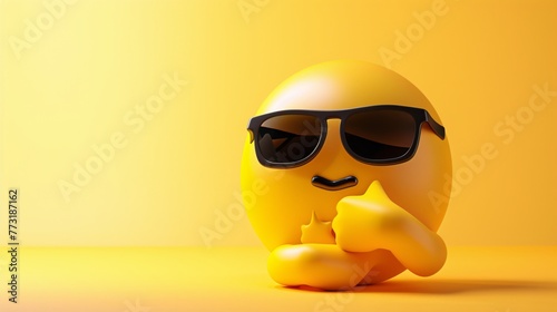 a yellow emoji with sunglasses