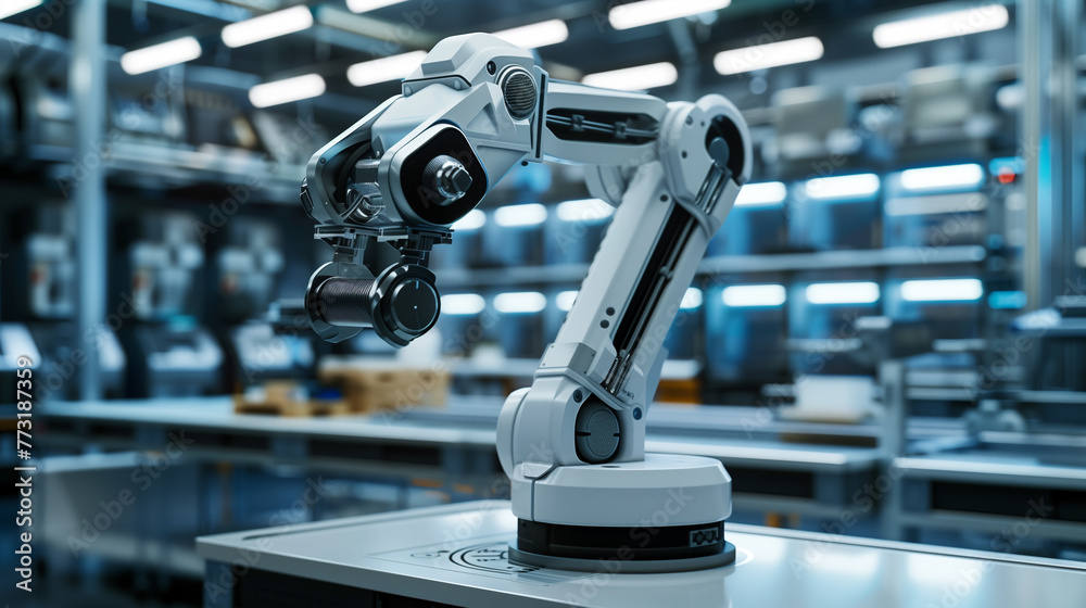 modern AI robotic arm working in a factory, advanced futuristic artificial intelligence technology, AI automation replacing humans concept modern AI robotic arm working in a factory, advanced futuristic artificial intelligence technology, AI automation replacing humans concept