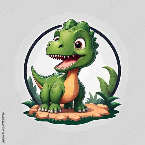 Cute dinosaur cartoon Logo Design Very Cool