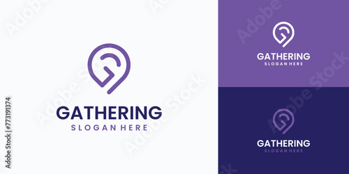 Vector logo design with the initials of the letter G in the shape of a location pin line in a modern, simple, clean and abstract style.