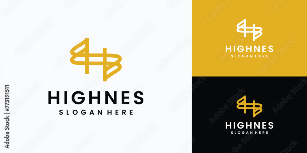 Vector logo design for the initials letter H S in a wave line shape with a modern, simple, clean and abstract style.