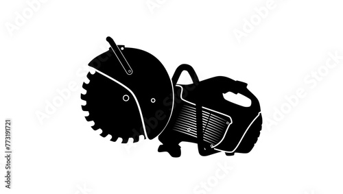 Concrete Saw emblem, black isolated silhouette