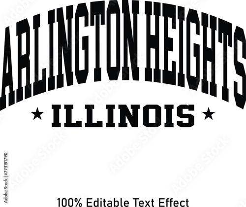 Arlington Heights text effect vector. Editable college t-shirt design printable text effect vector photo