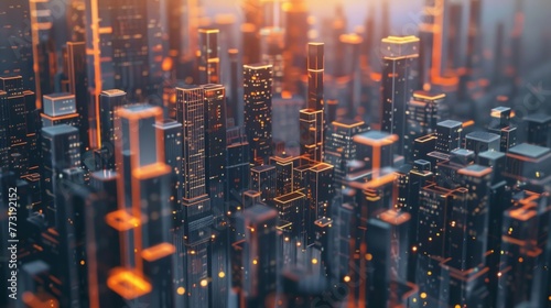 Futuristic Cityscape With Tall Buildings