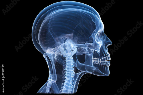 A human head scan x-ray radiography chandelier headshot