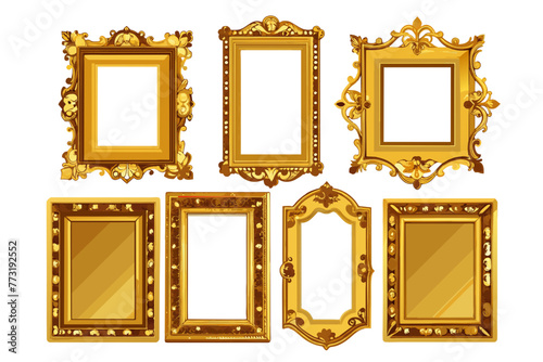 golden-picture-frame--isolated-on-white-vector 