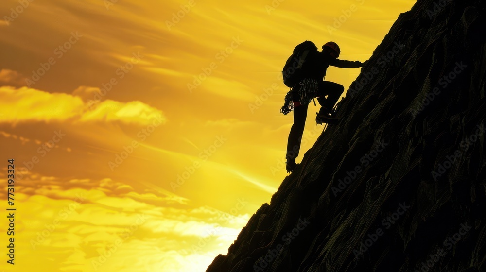 Man Climbing Mounttain