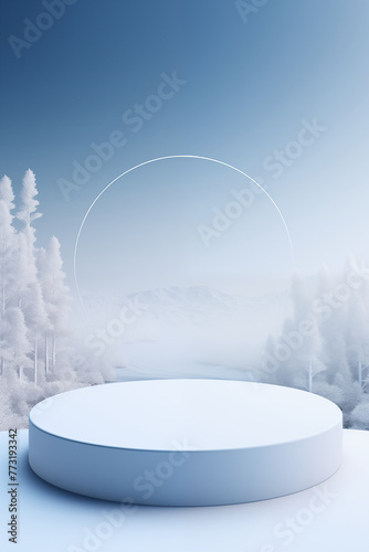 minimal podium stage design in winter style