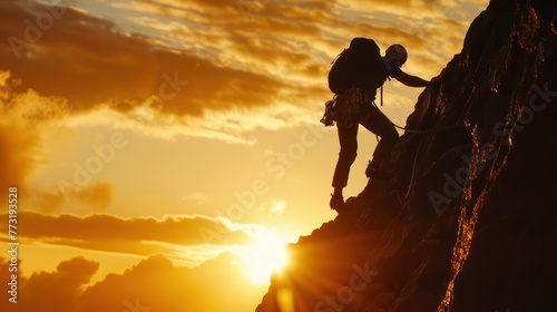Man Climbing Mounttain
