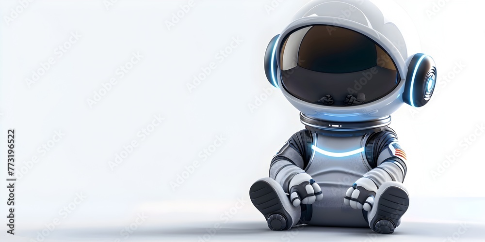 Futuristic Space Probe Character Sending Coded Transmissions from Distant Worlds on White Background Futuristic Space Probe Character Sending Coded Transmissions from Distant Worlds on White Background