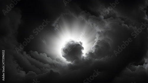White smoke and light on a pure black background
