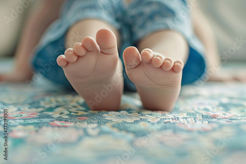 Close up of cute little baby feet photo