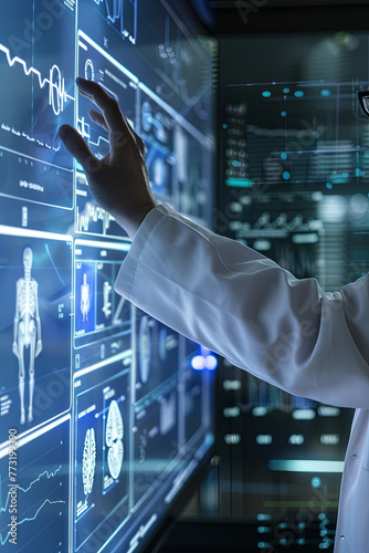 Medicine doctor working with modern computer interface as concept