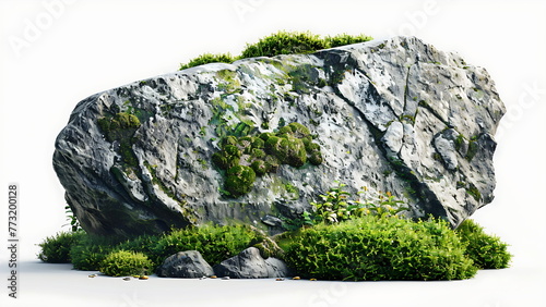 rock with moss isolated on white background. generative ai © chocoloki