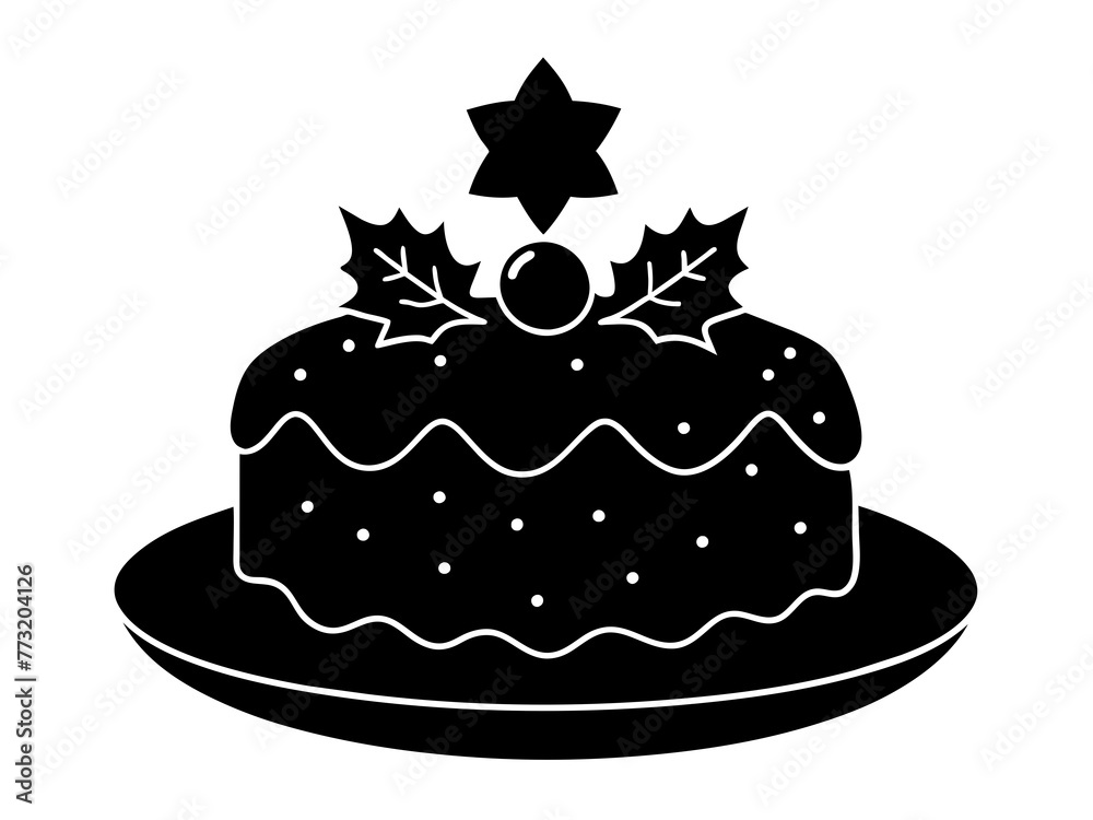 christmas cake single silhouette vector art drawing and tattoo design