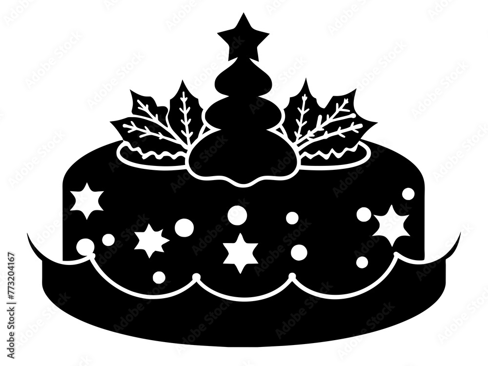 christmas cake single silhouette vector art drawing and tattoo design
