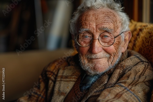 Smiling senior man in a nursing home, enjoying life at old age, portrait