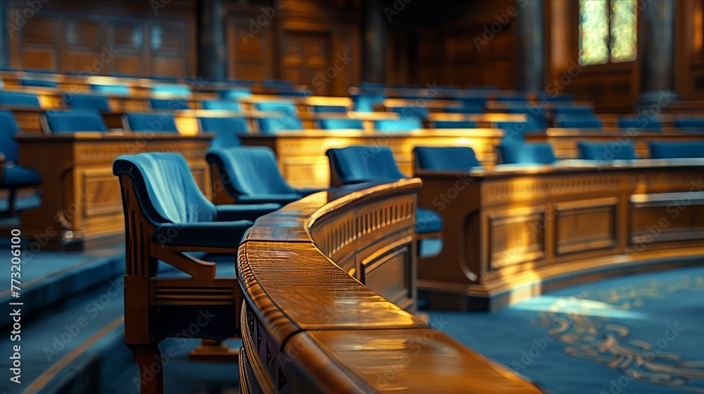 Fototapeta premium Classical council chamber with curved seating arrangement
